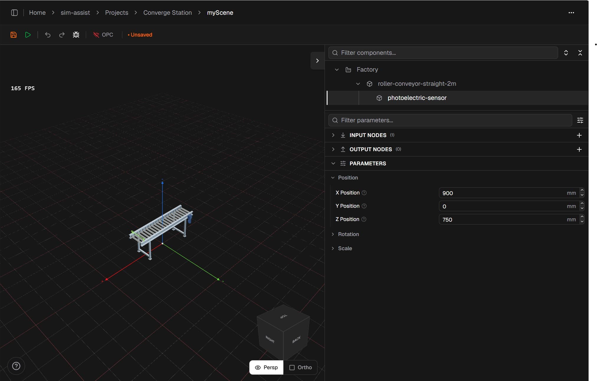 Sim Assist 3D scene editor with PLC programming