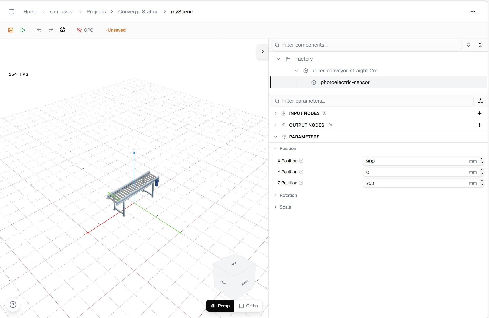 Sim Assist 3D scene editor with PLC programming